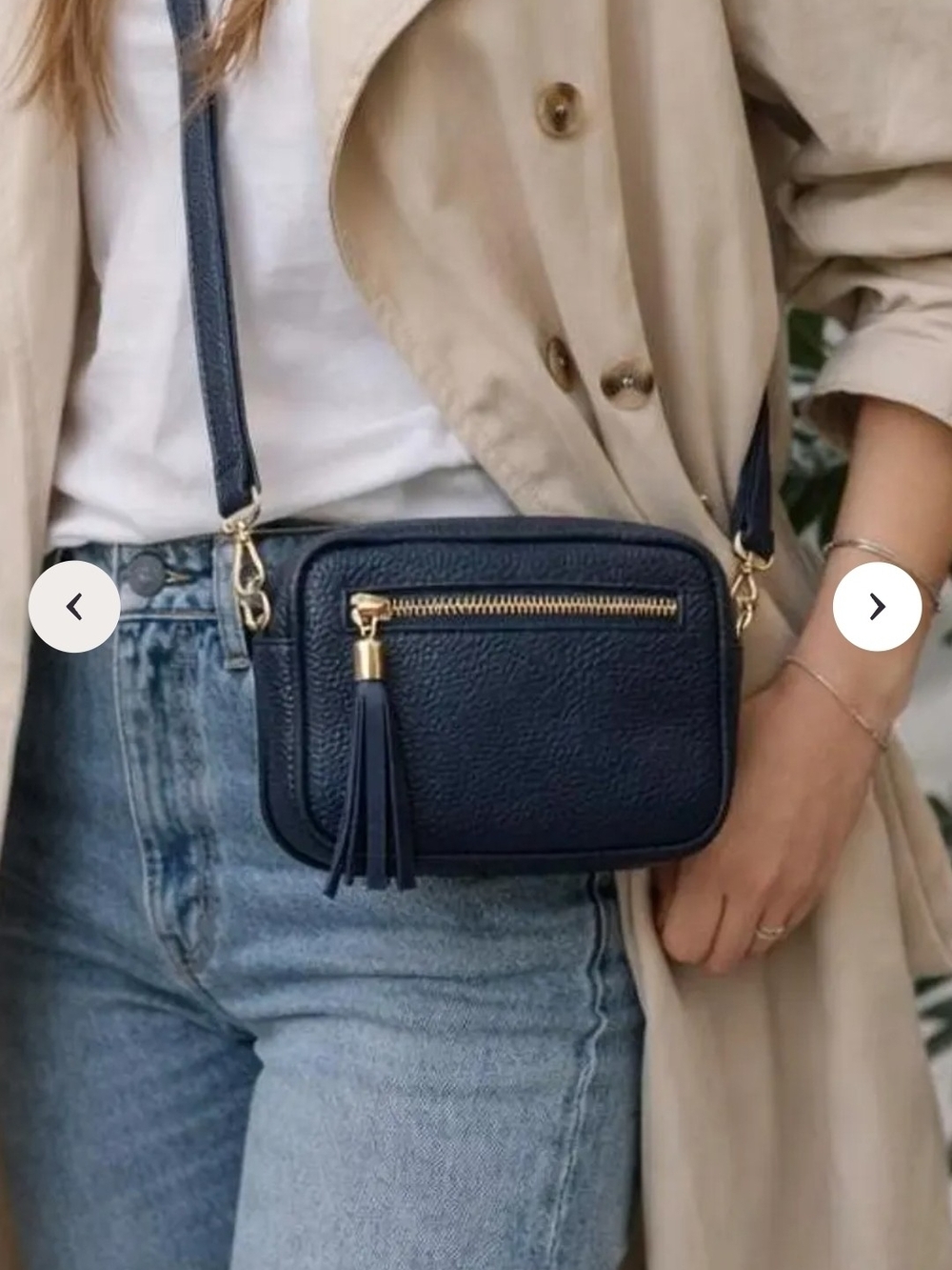 Navy Leather Crossbody with Tassel